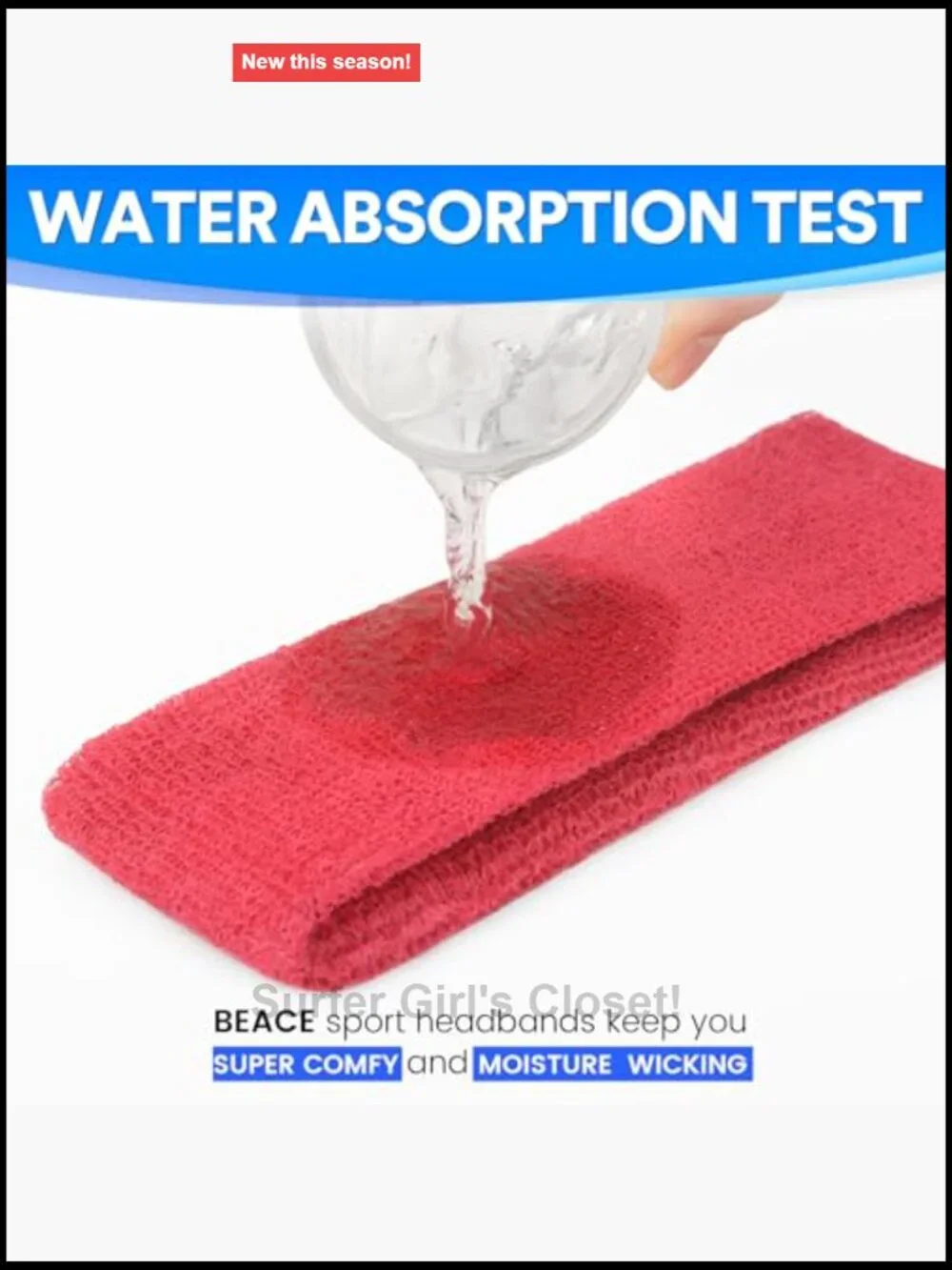 Moisture Wicking Cotton Terry Cloth Sports Headband for Running Gym Tennis
